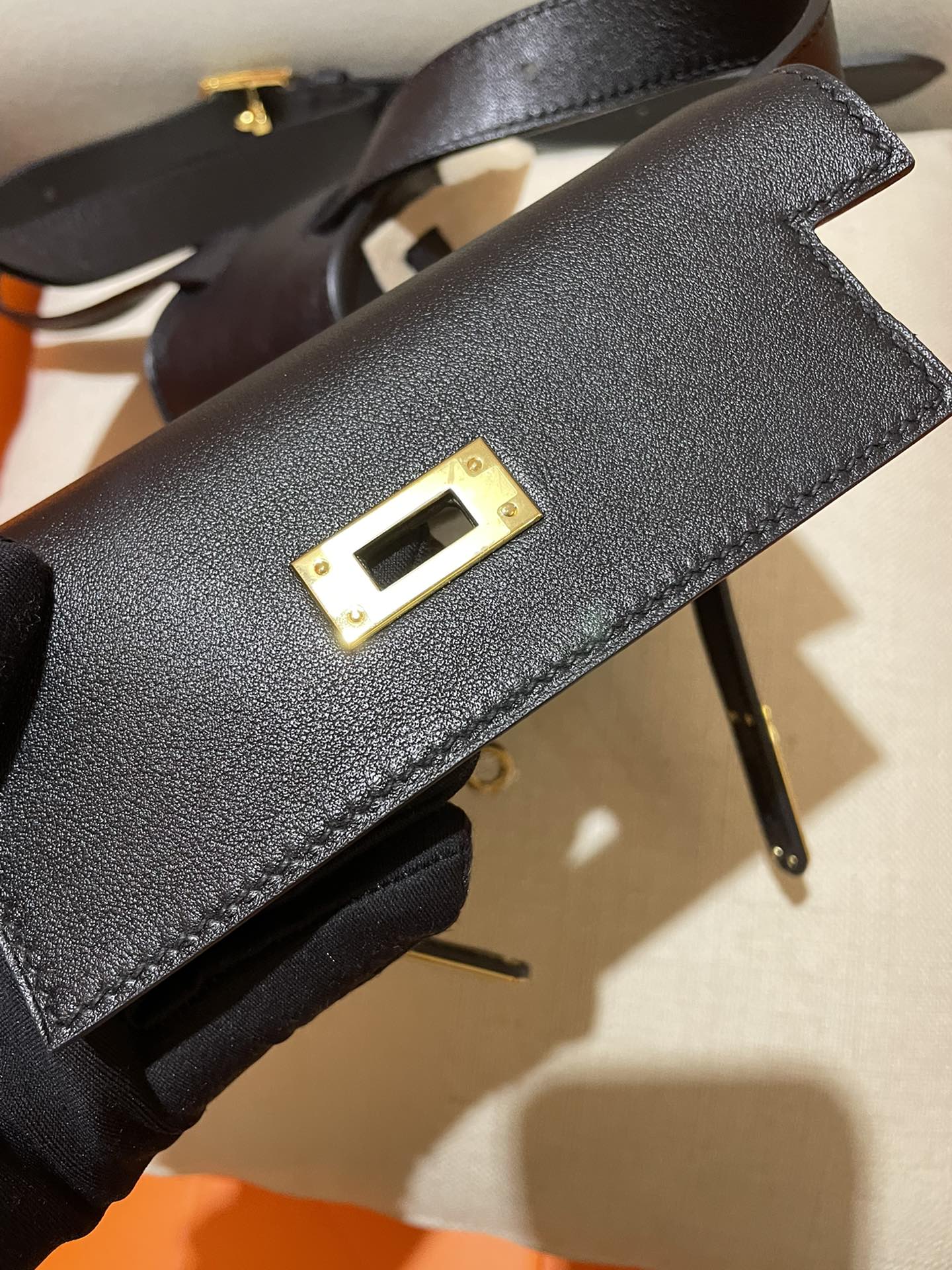 Hermes Kelly Moove Shoulder Bag In Black Swift Leather